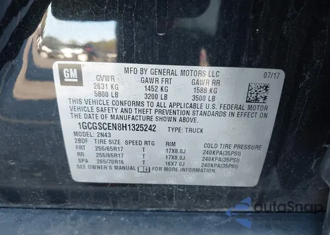 2017 Chevrolet Colorado Lt z USA, uszkodzony, nr VIN 1GCGSCEN8H1325242